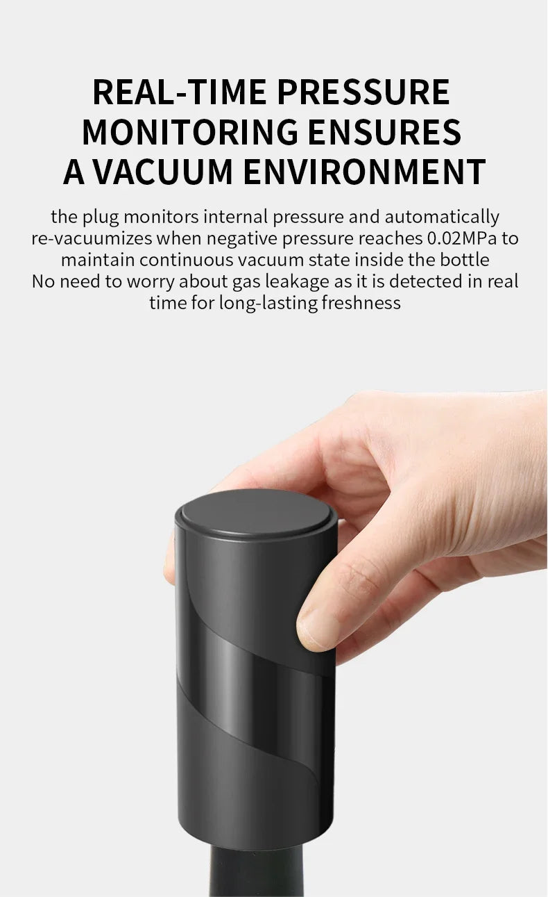 2024 Mini Automatic Wine Cap Electric Vacuum Wine Stopper Sealed Storage Vacuum Memory Wine Stopper Push Style Wine Cork Tools
