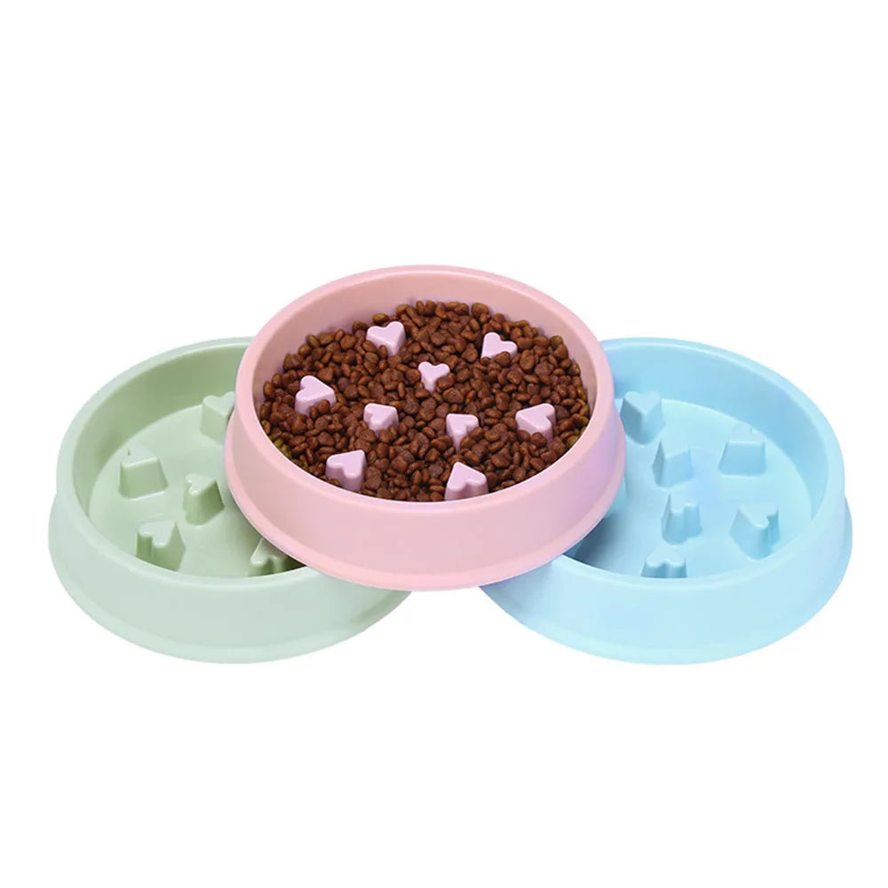 Pet Dog Bowl Slow Food Feeder Non-slip Anti Choking Cat Thickened Plastic Plate Bowls Healthy Anxiety Relief Dish Pet Supply