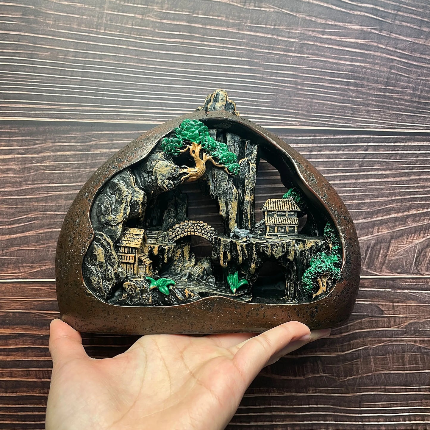 1 pièce de résine refondable de niveau intermédiaire, porte-encens à l'écoute de la pluie, brûleur d'encens, chambre à coucher, salon, table basse, bureau, maison