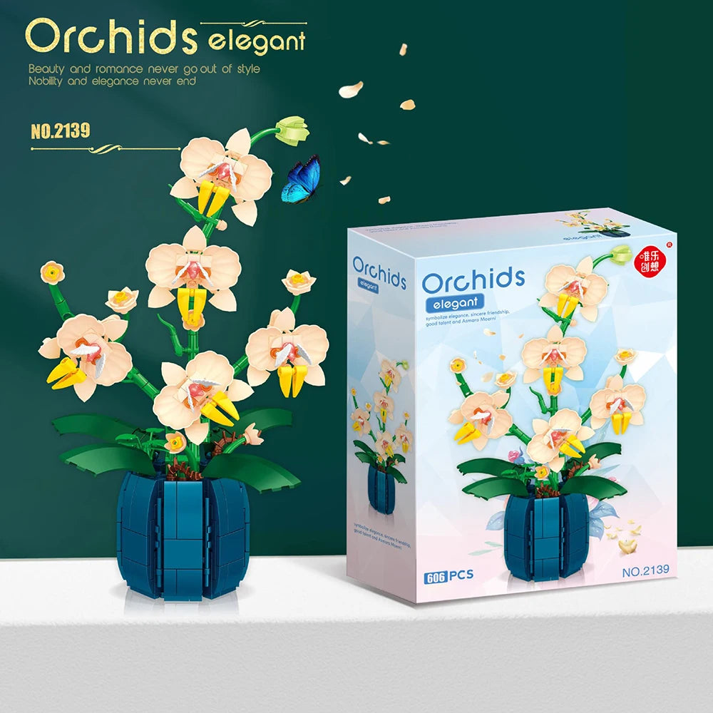 ToylinX 616PCS Orchid Flower Building Set, Building Plant Decor Flower Botanical Series for Home, Christmas Present Gift for Kid