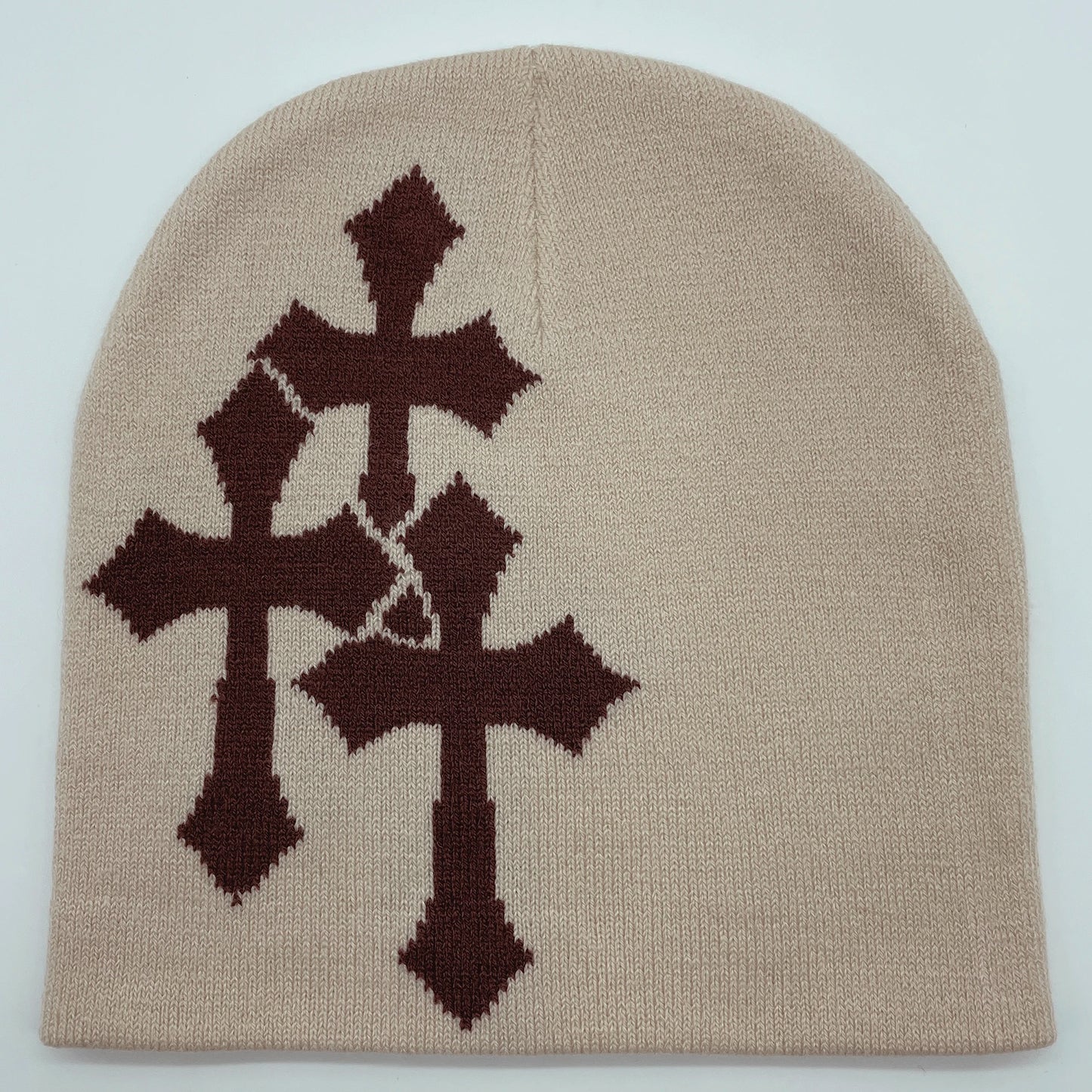 Gorro de punto con jacquard y crucifijo Y2K, gorro de hip hop popular en Europa y Estados Unidos, gorro de moda de tendencia callejera para adultos