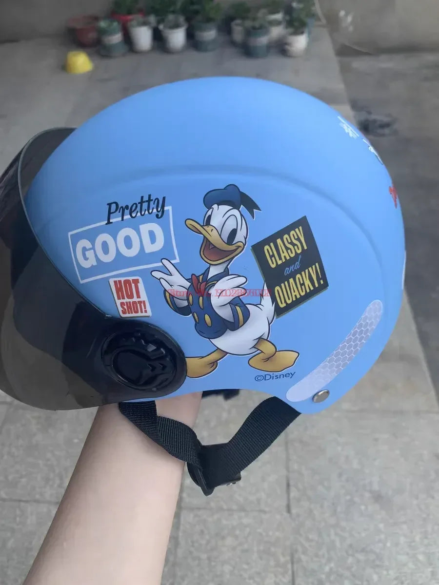 Summer Disney Donald Duck Motorcycle Super Light Open Face Helmet For Children Adult Helmet Safety Protective Helmet Gift Toy