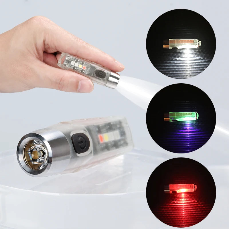 TUNENGE Mini LED Flashlight Super Bright S12 PLUS Portable Torch 600LM Waterproof Work Light Keychain Built-in Battery Magnetic