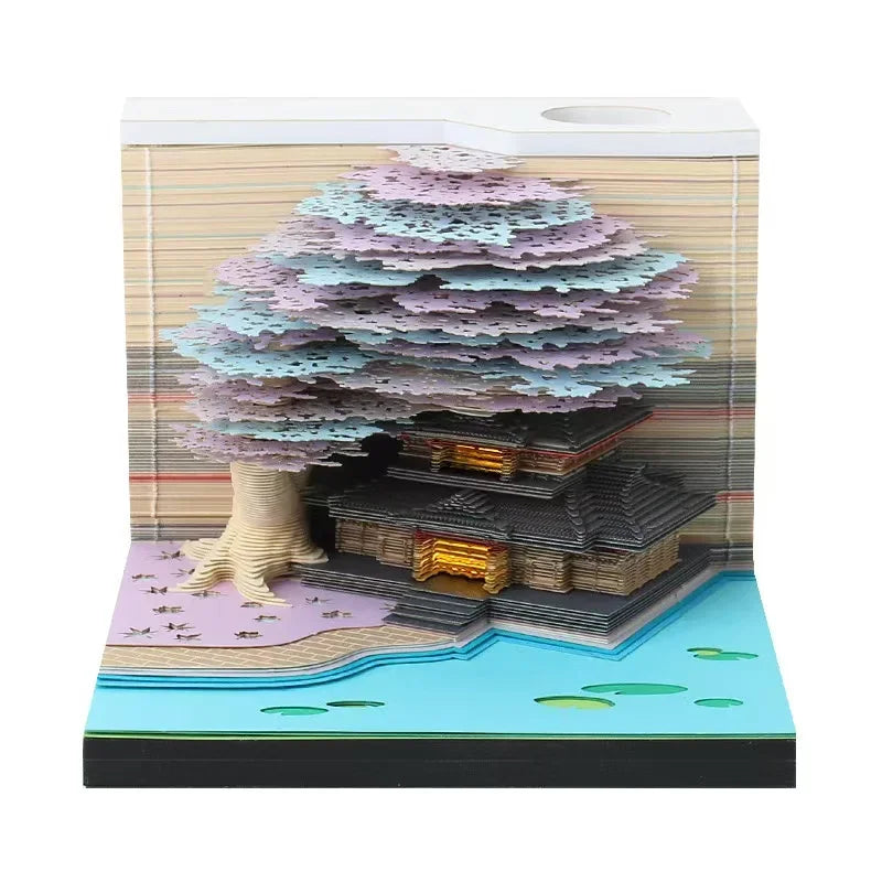 Treehouse 3D Desktop Calendar Sticky Notes Creative Crafts Souvenirs Paper Carvings Post-it Notes New Year Gifts Office Ornament