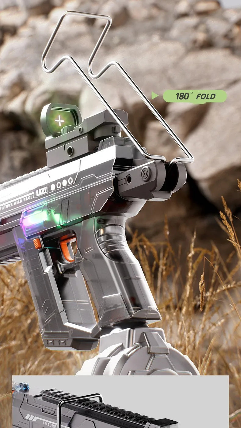 2024 Hot Sale Electric continuous firing UZI water gun pulse linkage chamber flame special effect children's water play toy