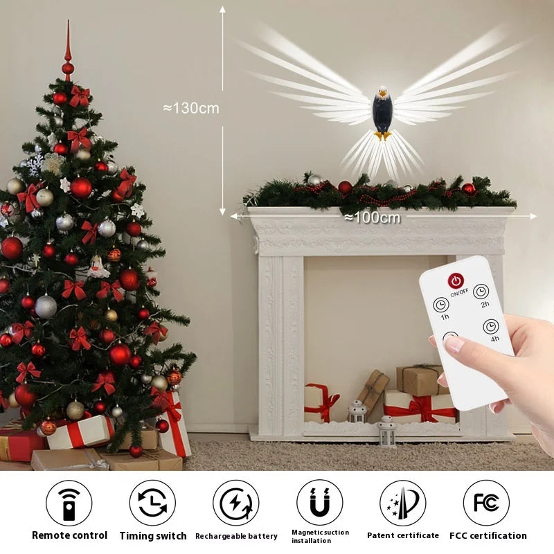 Lámpara de pared navideña con forma de búho y águila, proyector moderno y creativo, luz LED de pared con control remoto y ahorro de energía para Halloween
