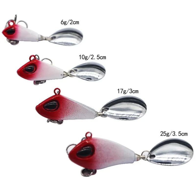 ZWICKE 1 pieza de señuelo de pesca Mini VIB de metal con cuchara, aparejo de pesca de invierno, crankbait, cebo giratorio vibratorio que se hunde, 6 g, 10 g, 17 g y 25 g