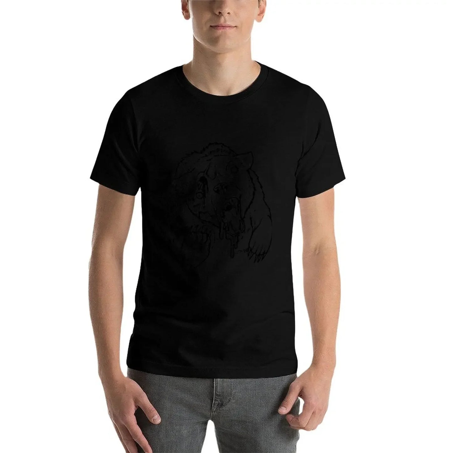 Camiseta de oso zombi, lisa, tallas grandes, camisetas de anime de Fruit of the Loom para hombre