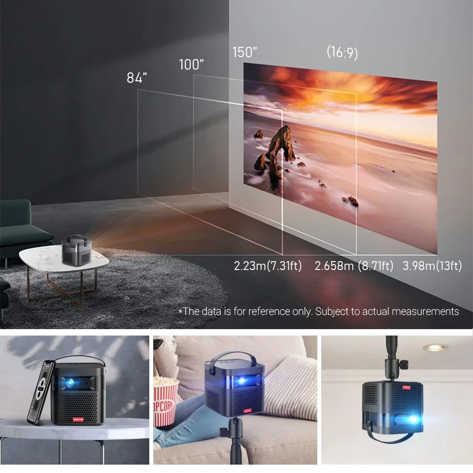 Byintek U90 Pro Rechargeable Smart 3D Projector DLP LED Outdoor Small Portable Beamer, Mobile Mini 1080P Android WIFI Projecteur