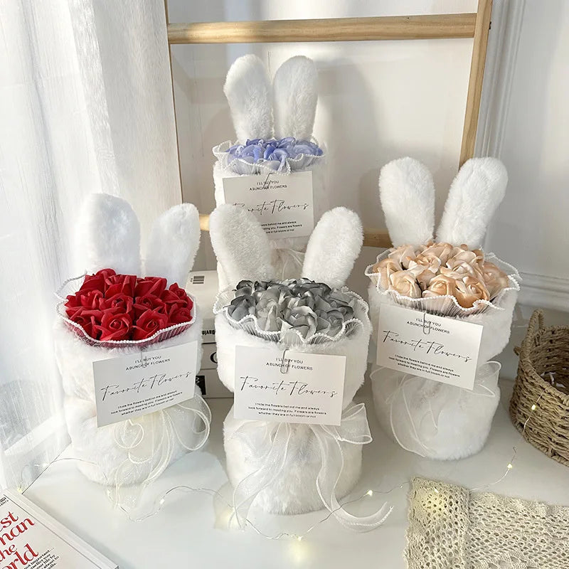 Rabbit Soap Flower Bouquet Valentine's Day Gifts Artificial Flower Bouquet for Party Supplies Bouqet Flowers Home Decoration