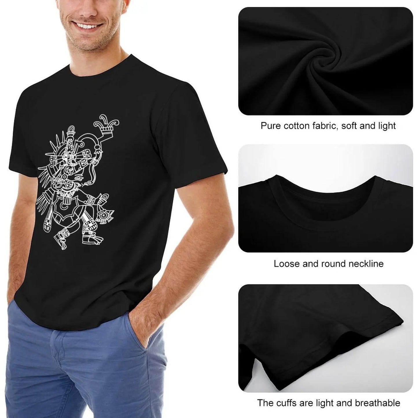 Aztec Quetzalcoatl Drawing \t T-Shirt quick-drying anime clothes graphics mens shirts graphic tee