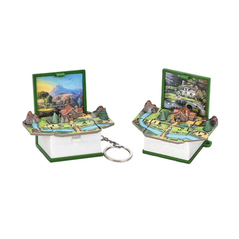 2Pcs Storypop Keychain Mini 3D Book Folding Toy Pop-Up Story Book Keyring Decoration Educational Stress Relief Toy for Kids