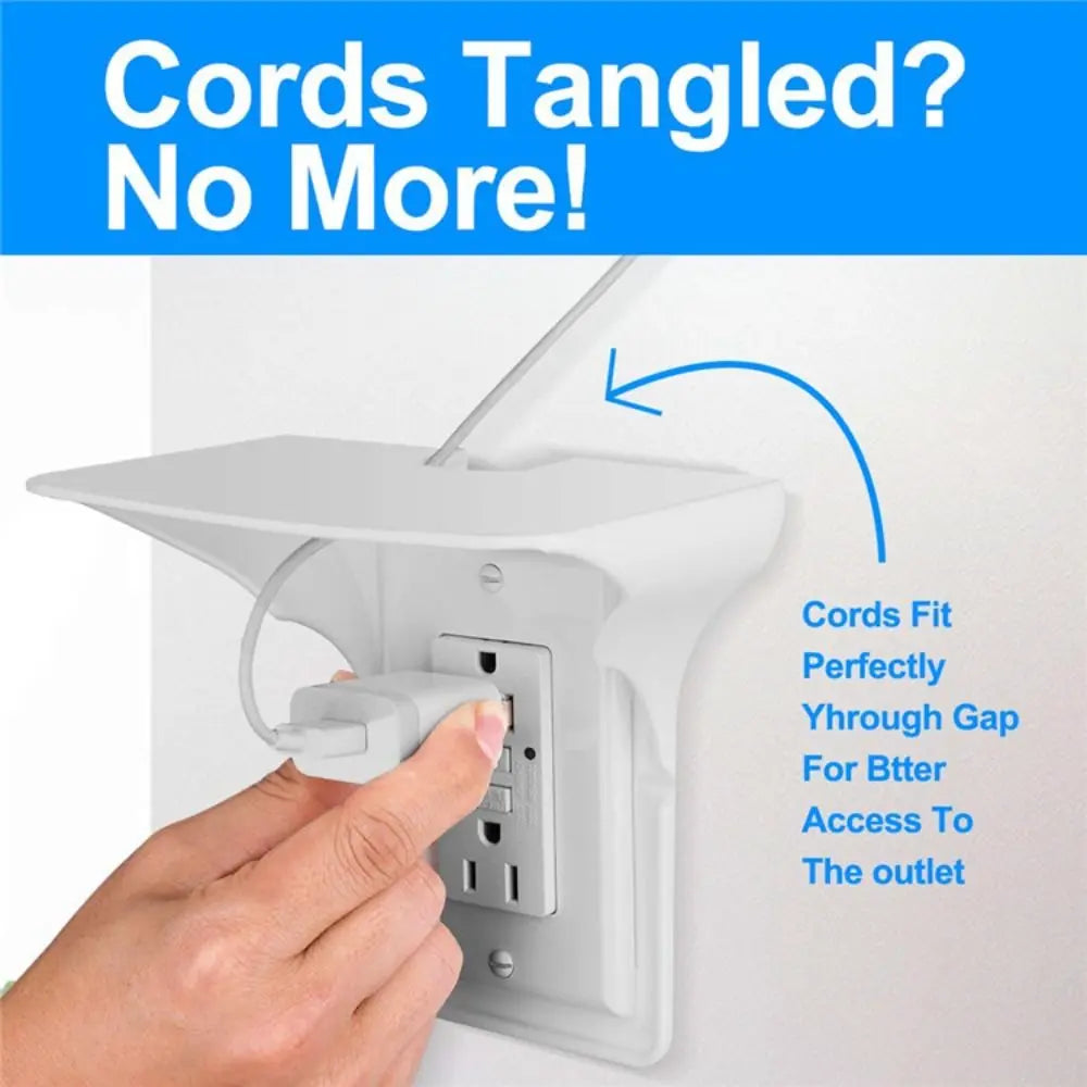 Estante para toma de corriente de pared, práctico y resistente soporte para cargar teléfonos móviles, soporte para cables USB para baños, cocinas y salas de estar