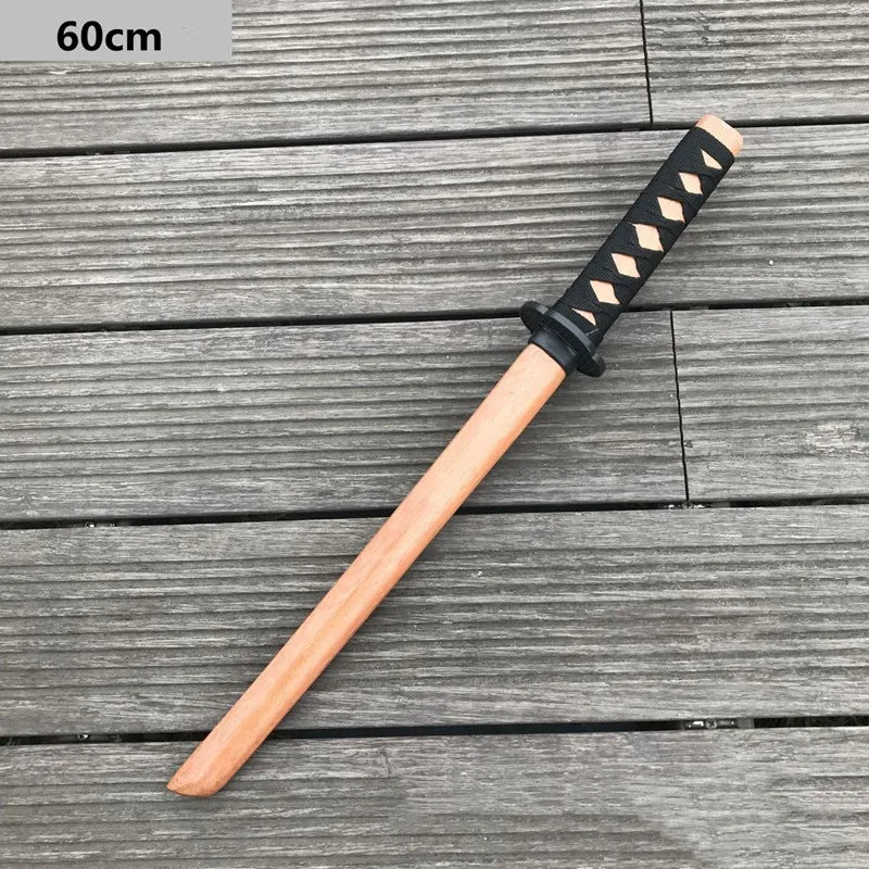 60cm Demon Katana Wood Sword Cosplay Performance Props Ninja Sword Toy For Children Aikido Wooden Knife