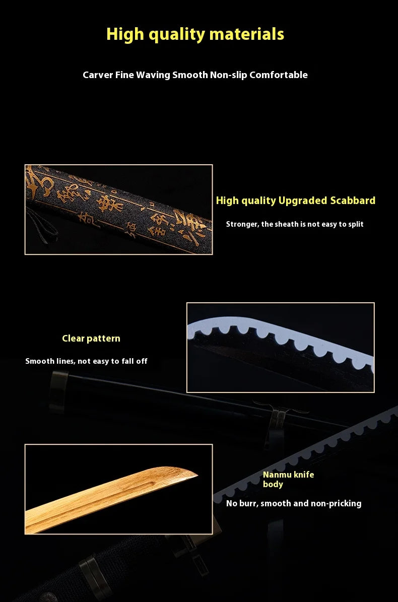 Tai Sword Katana Oriental Draw Sword with Sheath Tang Hengdao Wooden Sword Ancient Style Children's Toy Bamboo Wooden