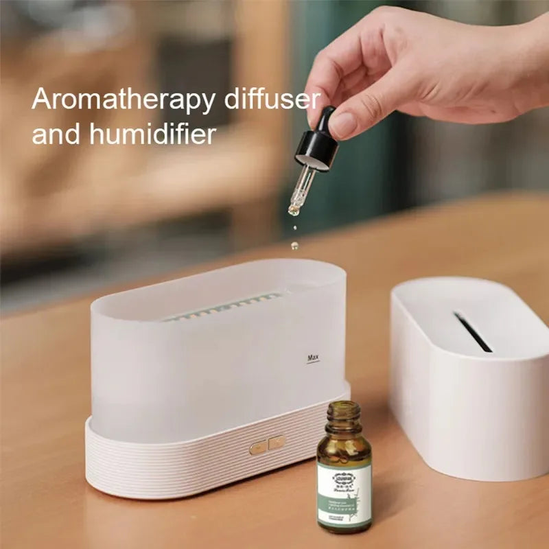Humidificador de perfume, humidificador de aire ultrasónico con simulación de iluminación LED, fragancia de llama colorida, lámpara de llama de aceite esencial