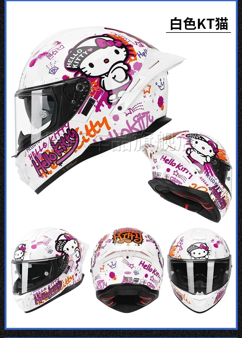 Sanrio HelloKitty Motorcycle Helmet Full Face Racing Helmets Offroad Motorcycle Helmet Motorbike Sports Helmets