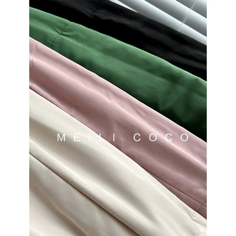 ALSEY Miyake Pleated Solid Collar Hooded Fashion Women's Jacket 2024 Autumn Winter New Long-sleeved Slim Lengthened Windbreaker