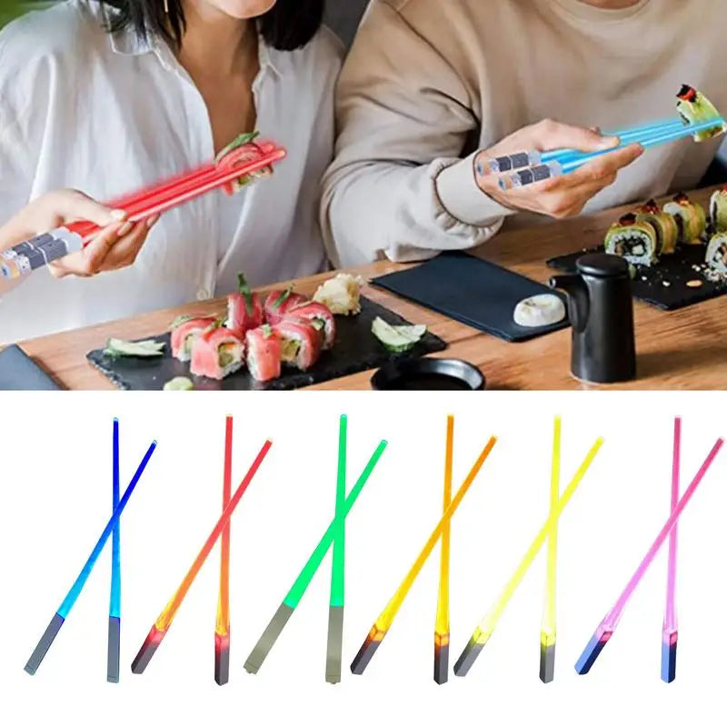 1 par de palillos luminosos con forma de sable de luz LED, desmontables, lavables, reutilizables, sin BPA, para cocina, cenas, fiestas temáticas de StarWar