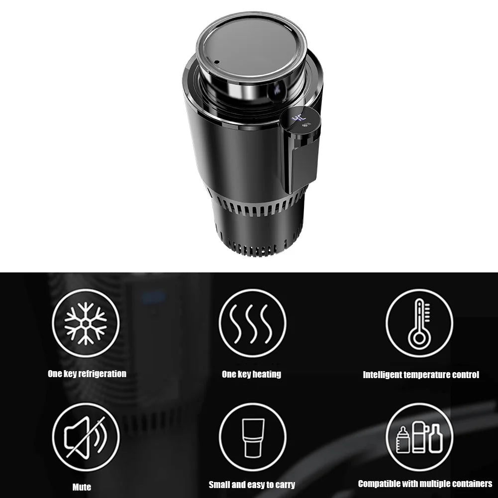 Calentador de tazas para oficina y automóvil de 12 V, enfriador con pantalla de temperatura, soporte para taza de bebida inteligente 2 en 1, enfriador de bebidas, calentador de biberones
