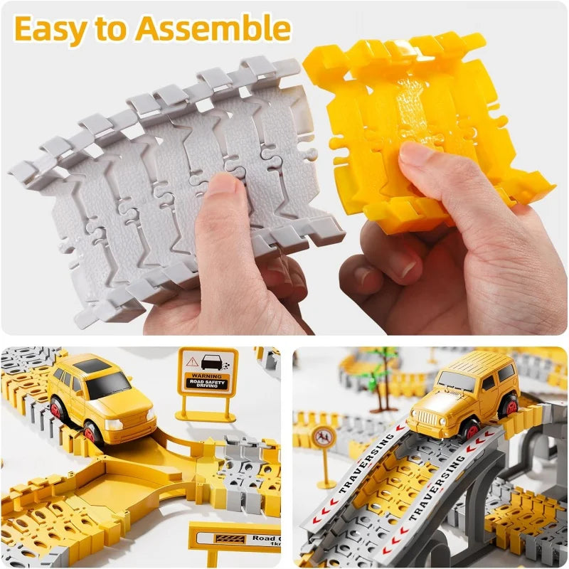 Toddler Boy Toys 239 PCS Race Tracks Toys Gift, 6 PCS Construction Car Toys Gifts , Christmas Birthday Gifts Toys