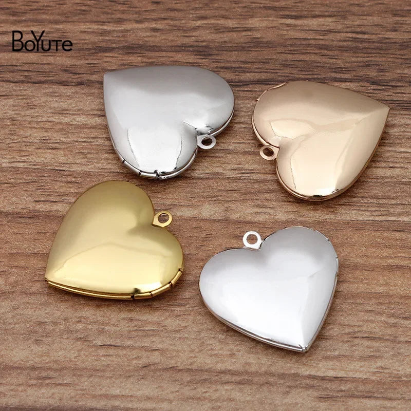 BoYuTe (10 Pieces/Lot) 29*27MM Heart Pendant I Love You Love Locket Factory Direct Wholesale Metal Brass Photo Locket Pendant