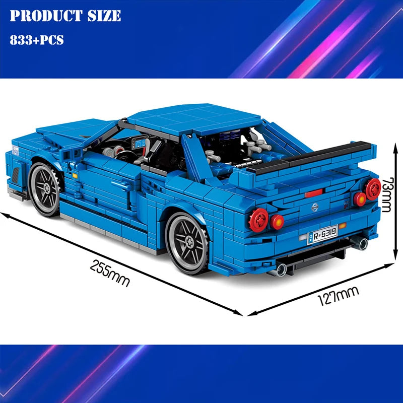 Technical Racing Car Models Speed Champion Car Japan Sport Cars Building Blocks Model Pull Back Vehicel Bricks Toy for Kids