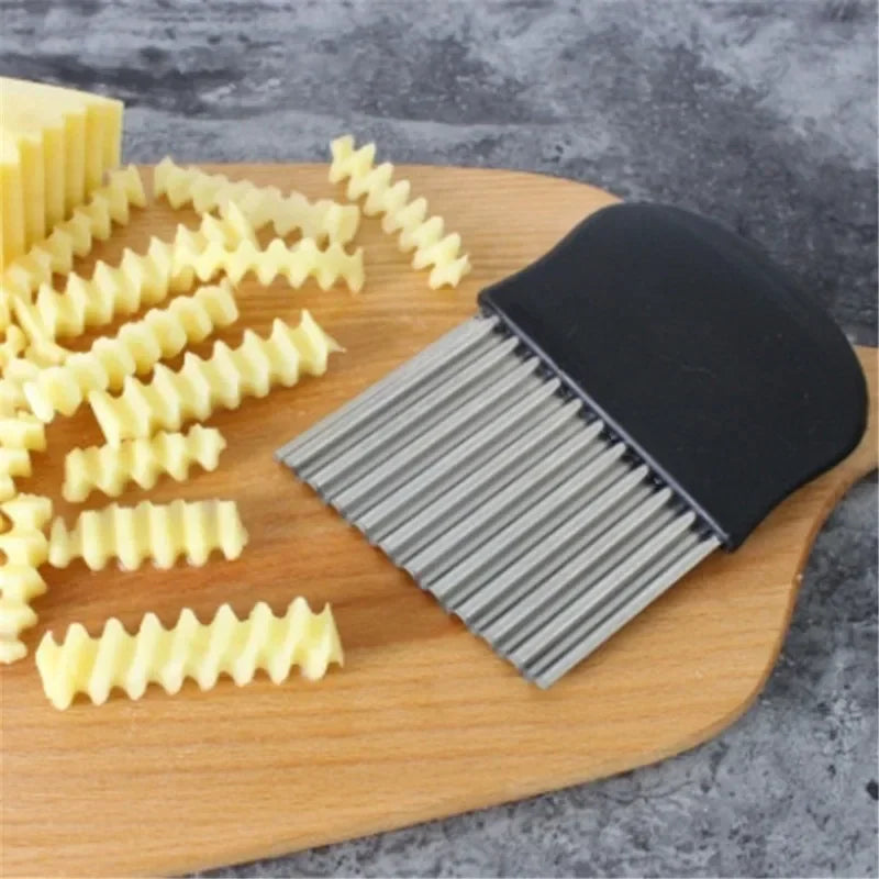 1 pieza de acero inoxidable de mano para cortar patatas fritas, cuchillo para maza, cortador de verduras multifuncional, herramientas de cocina