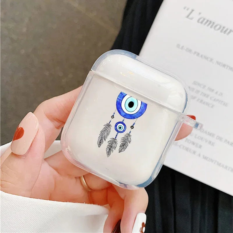 Turkish Lucky Eye Blue Evil Clear Earphone Case for Airpods 1 2 3 4 4th Pro 1 2 Bluetooth Earphone Cover Soft Silicone Coque
