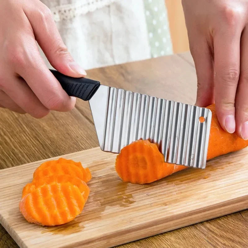 1 pieza de acero inoxidable de mano para cortar patatas fritas, cuchillo para maza, cortador de verduras multifuncional, herramientas de cocina