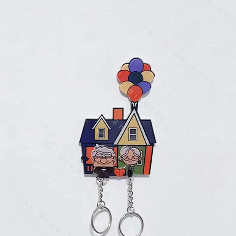 Wall-Mounted Key Holder House Couple Keychain Hanger Shared Keychains Up Movie Key Holder Jigsaw Key Ring Holder Christmas Gift