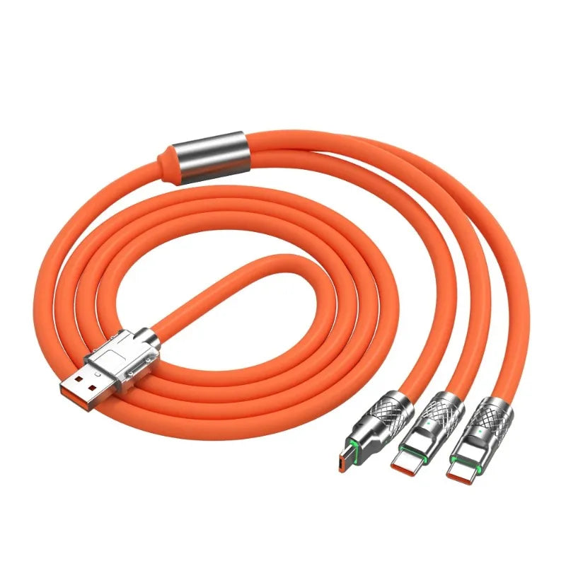120W 3 In 1 Fast Charging Cable Micro USB Type C Multiple USB Port Mobile Phone Charging Cables For Xiaomi Samsung iPhone 14 13