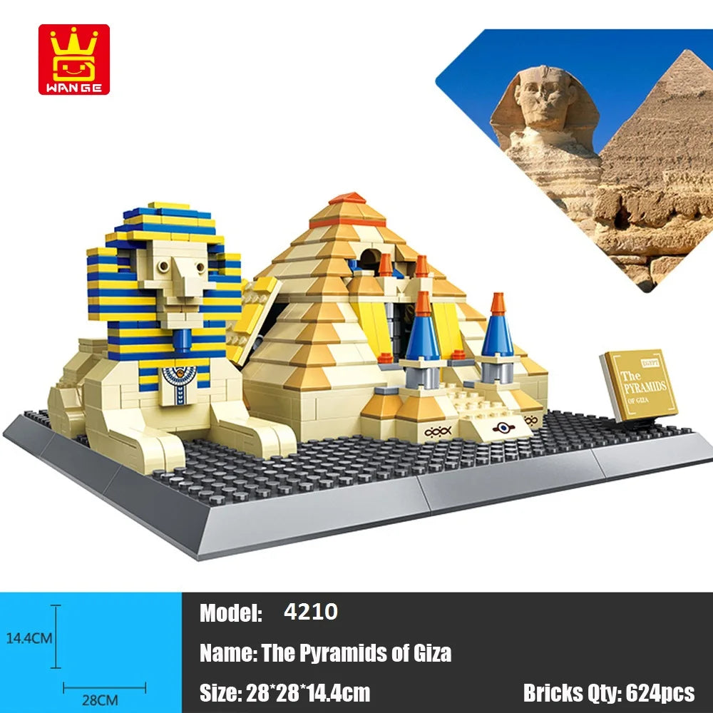 Wange Blocks World Architecture Building Bricks Trevi Fountain Model Pyramid Educational Toys for Children Gifts 4210-4224