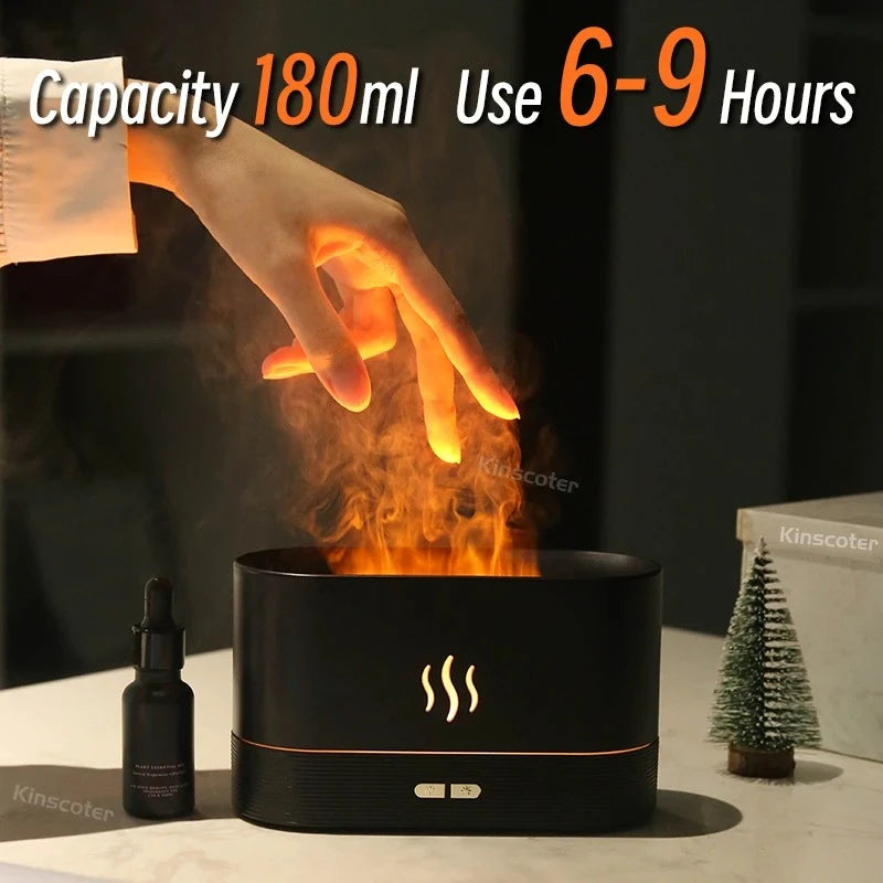 Humidificador de perfume, humidificador de aire ultrasónico con simulación de iluminación LED, fragancia de llama colorida, lámpara de llama de aceite esencial