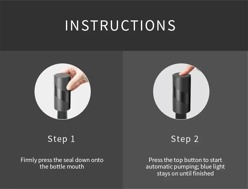 2024 Mini Automatic Wine Cap Electric Vacuum Wine Stopper Sealed Storage Vacuum Memory Wine Stopper Push Style Wine Cork Tools