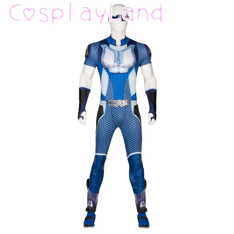 The Boys A-Train Cosplay Costume Halloween Carnival High Quality Hero Reggie Franklin Battle Outfit With Boots Printing Jumpsuit