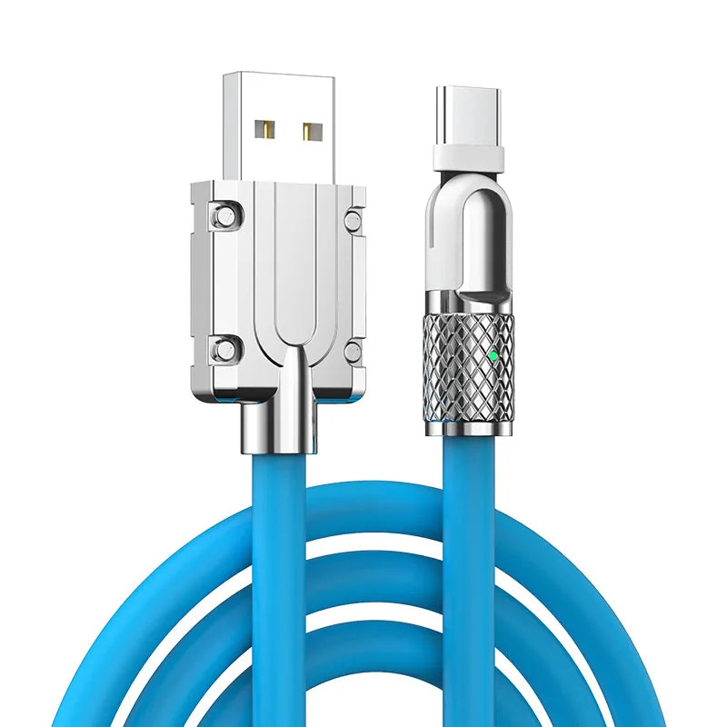 5A Super Fast Charge Type C Cable 180° Degree Rotation Elbow Cable for Xiaomi Samsung Phone Charger Liquid Silicone USB C Cable