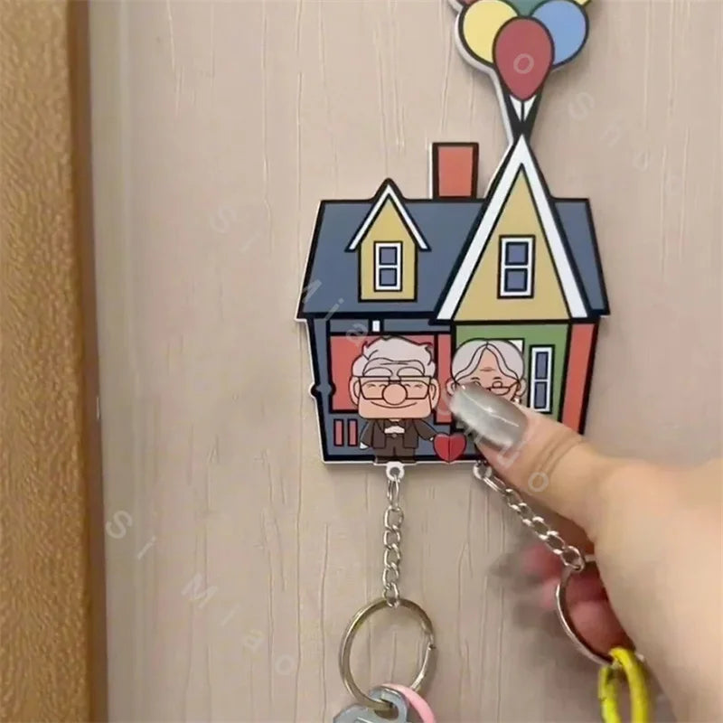 Wall-Mounted Key Holder House Couple Keychain Hanger Shared Keychains Up Movie Key Holder Jigsaw Key Ring Holder Christmas Gift