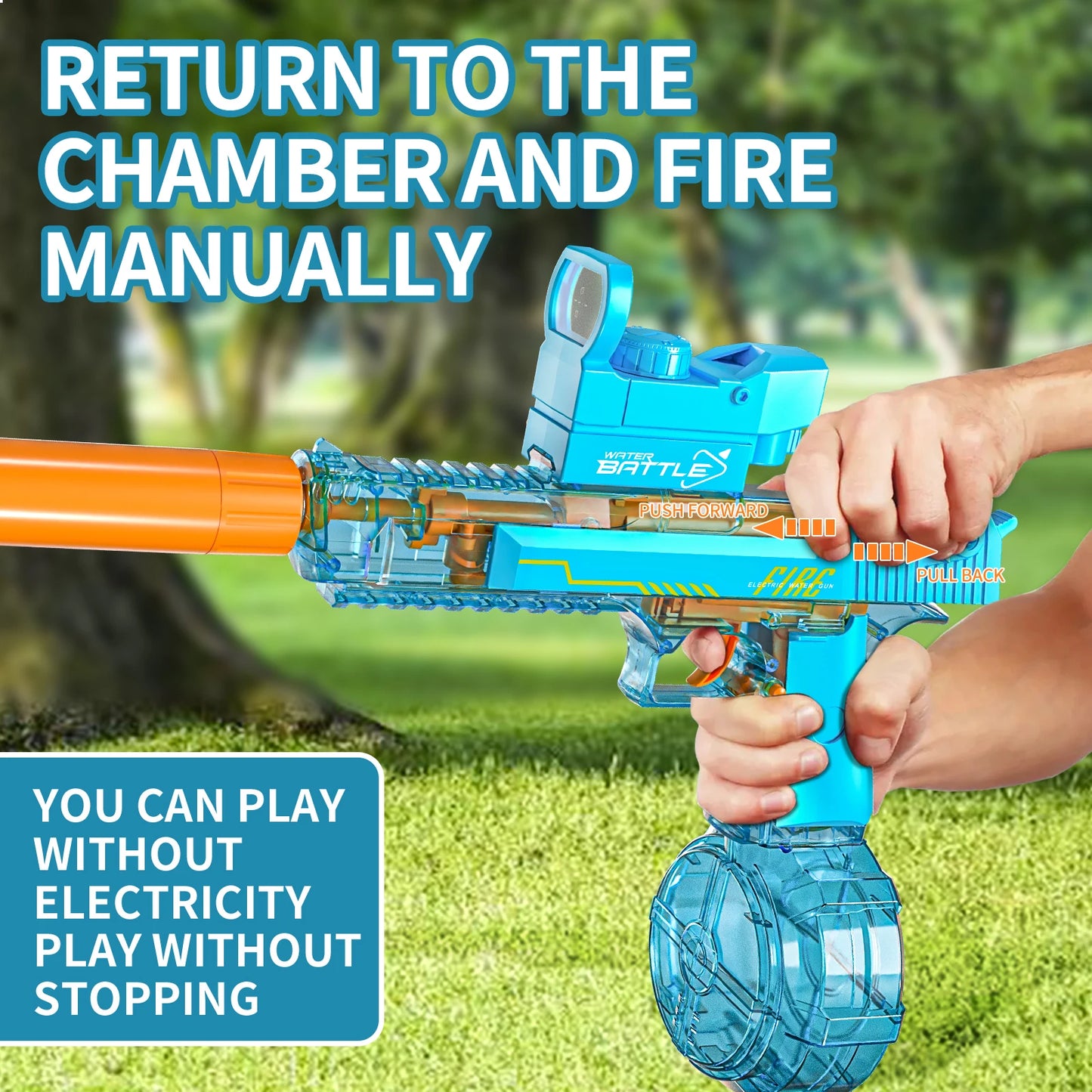 Transparent Sand Eagle Linkage Version Electric Water Gun Large Capacity Continuous Shot Water Fight Water Gun Toys