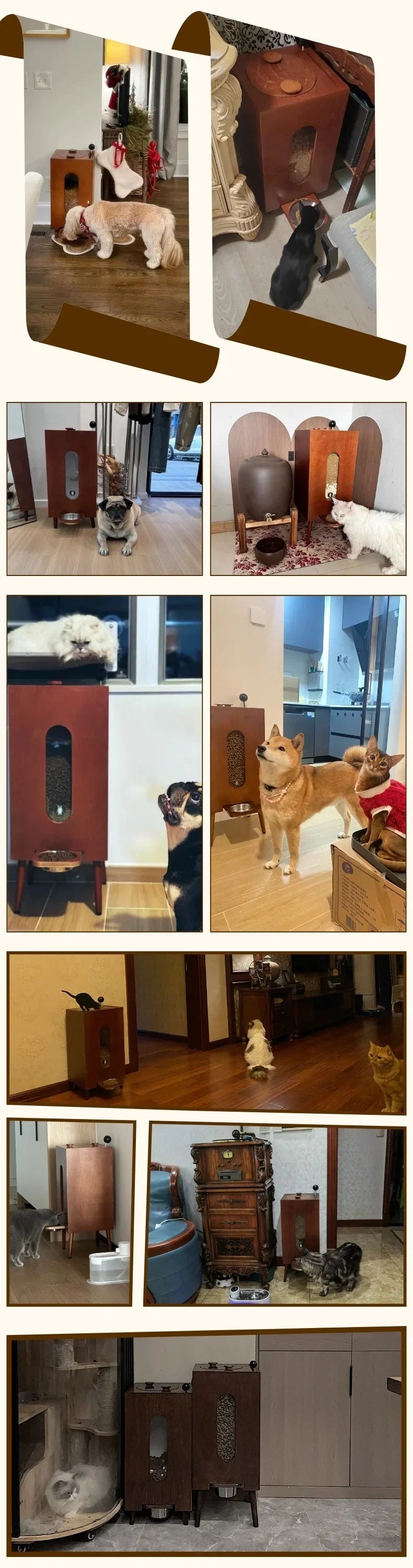 Vintage Style 10L Grey Pet Storage Feeder Moisture-proof Healthy Cat and Dog Food Bucket High-end No stoop