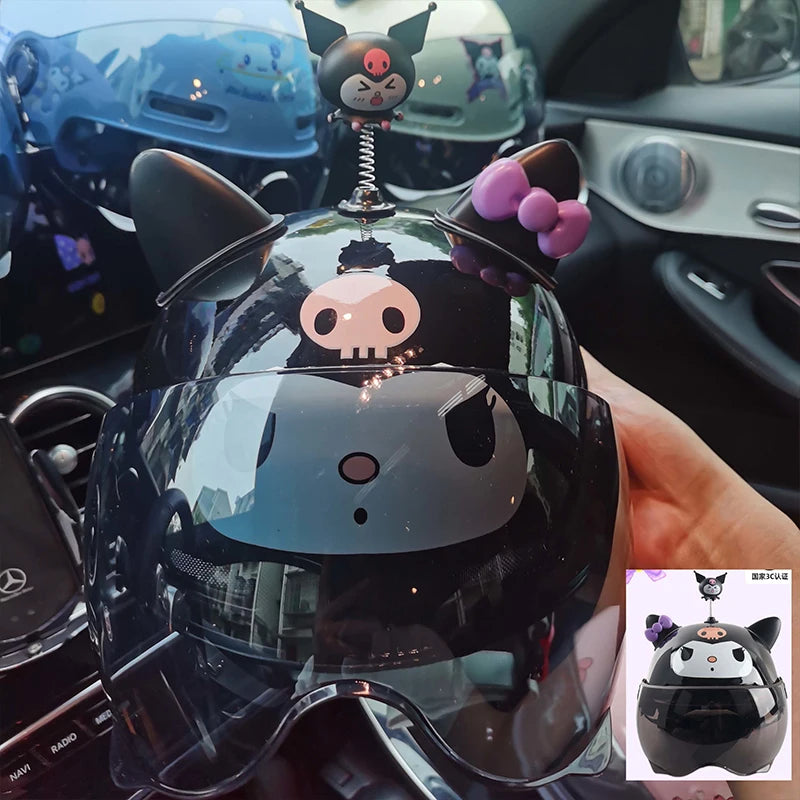 Vintage Cartoon Cute Sanrio Kuromi Helmet Electric Car Women's Summer 3C Certification Half Helmet Cute Children's Adult Helmet