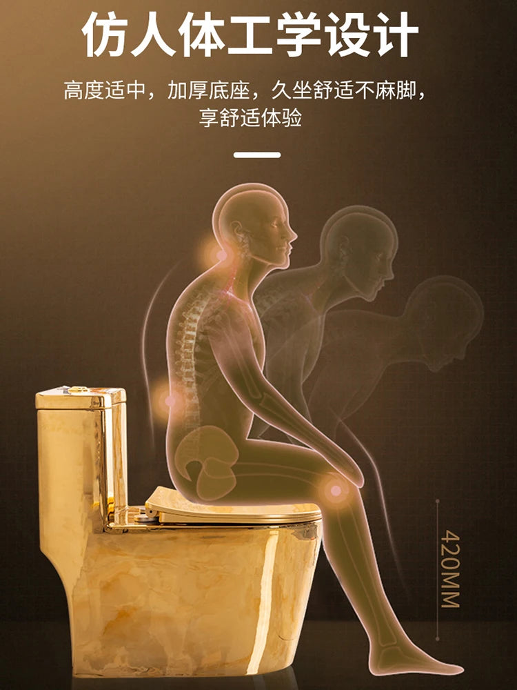 Siphon Water-Saving Mute Tuhao Gold Toilet Anti-Blocking Deodorant Ceramic Electroplating Gold