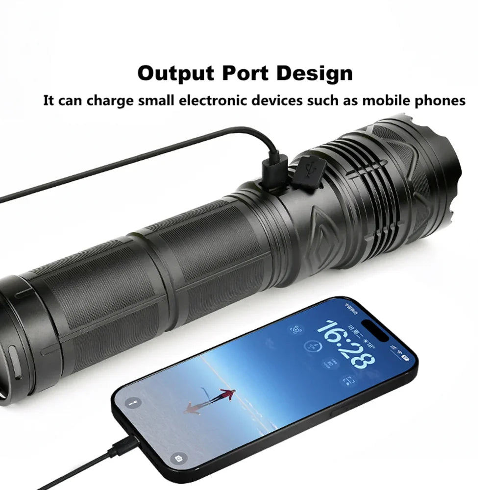 Powerful GT60 LED Flashlight Super Bright Long Range Torch Rechargeable Most Powerful Outdoor Tactical Hand Lamp Camping Lantern
