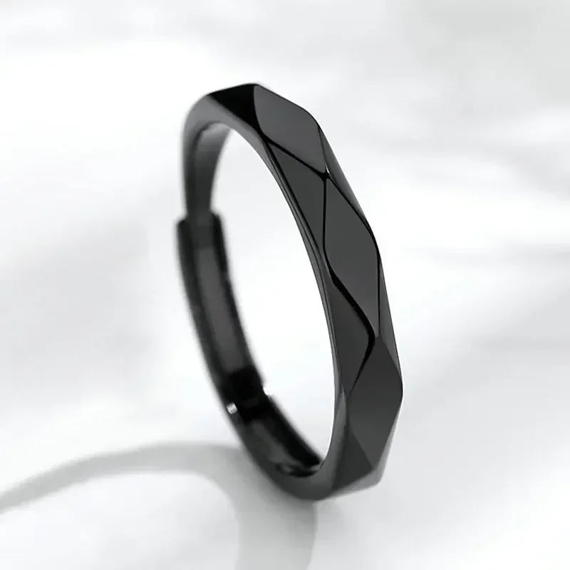 1 par de anillos de pareja de rombos blancos y negros, anillo abierto para mujeres y hombres, anillos de dedo ajustables, regalo de joyería de aniversario para amantes románticos