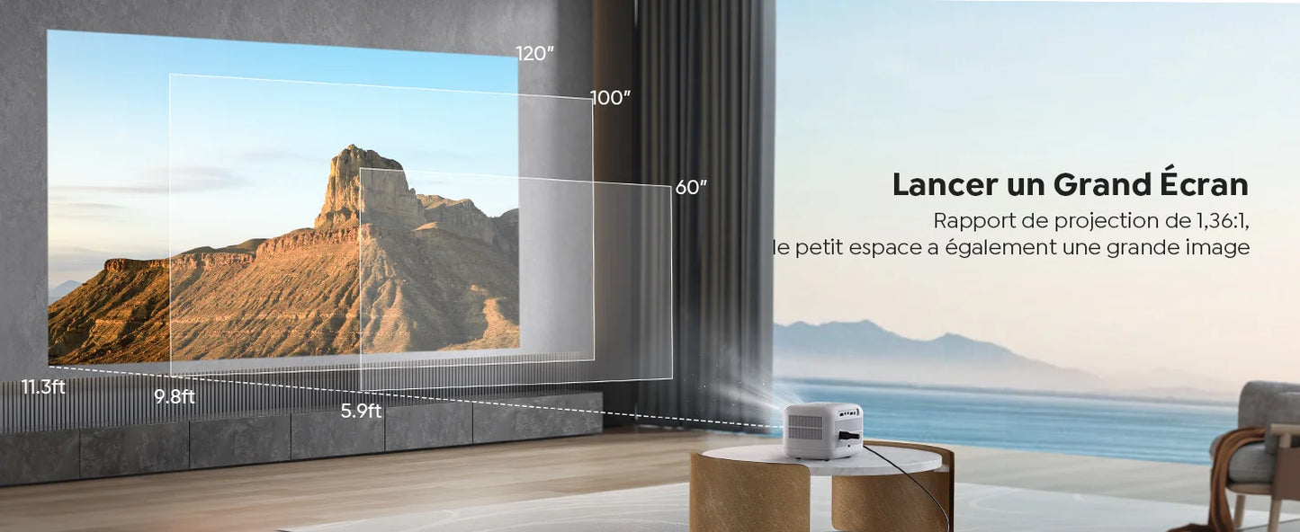 【Enfoque eléctrico】 Miniproyector Android, YABER L1 Proyector de video de 20000 lúmenes 5G WiFi Bluetooth, compatible con proyector portátil P