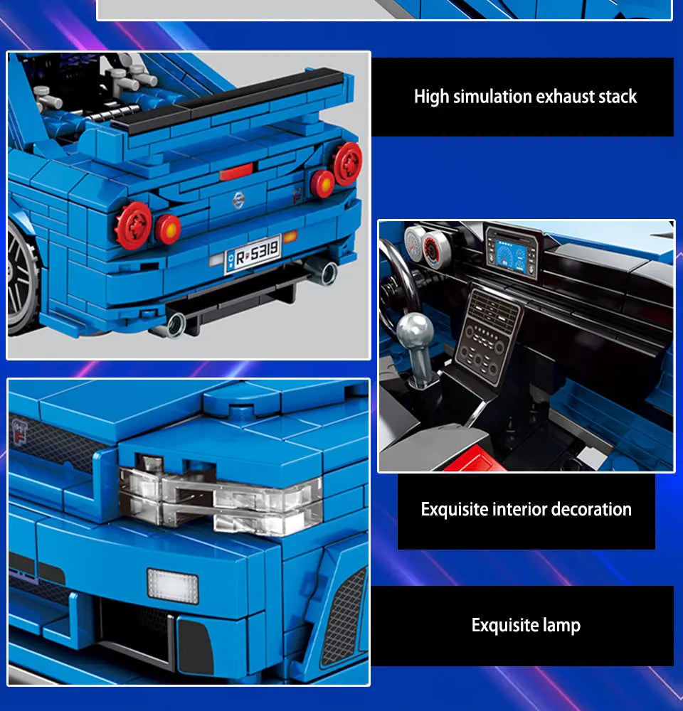 Technical Racing Car Models Speed Champion Car Japan Sport Cars Building Blocks Model Pull Back Vehicel Bricks Toy for Kids