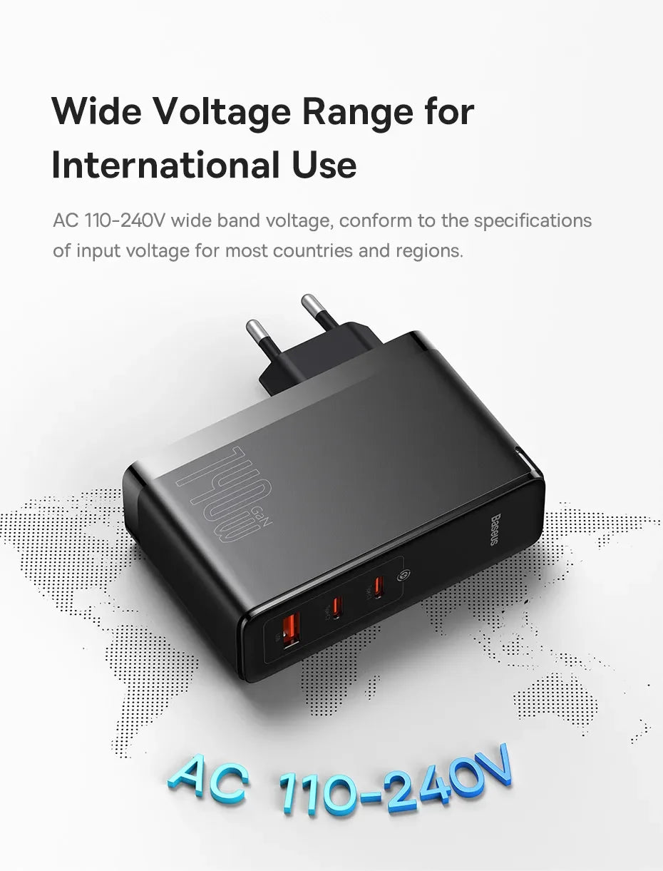 Baseus 140W GaN Charger USB Type C PD3.1 Fast Charge For Macbook Tablet Quick Charge 4.0 3.0 Phone Charger For iPhone 15 14 13