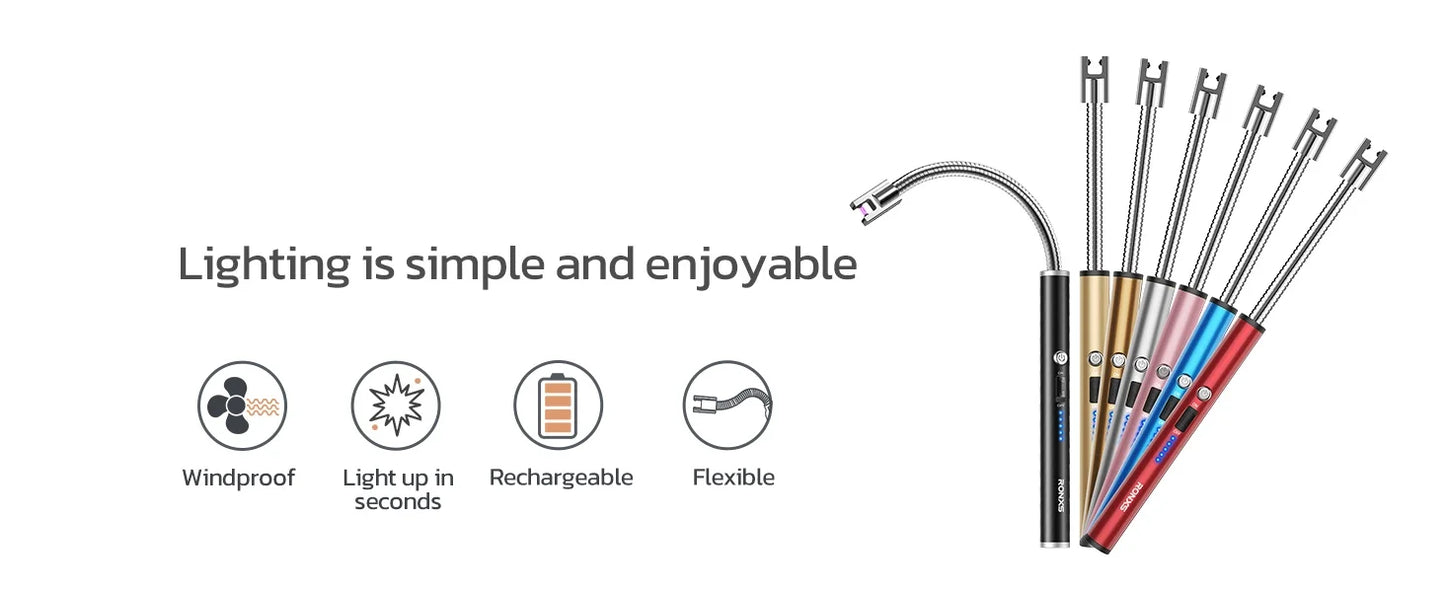 360° Outdoor Kitchen Lighter USB Rechargeable Portable Electronic Lighter Safety Lock Eco-friendly For Candles Gas Stoves