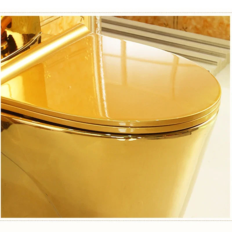 ~Venta caliente de artículos sanitarios dorados para baño, inodoro de cerámica de una pieza montado en el piso, chapado en oro