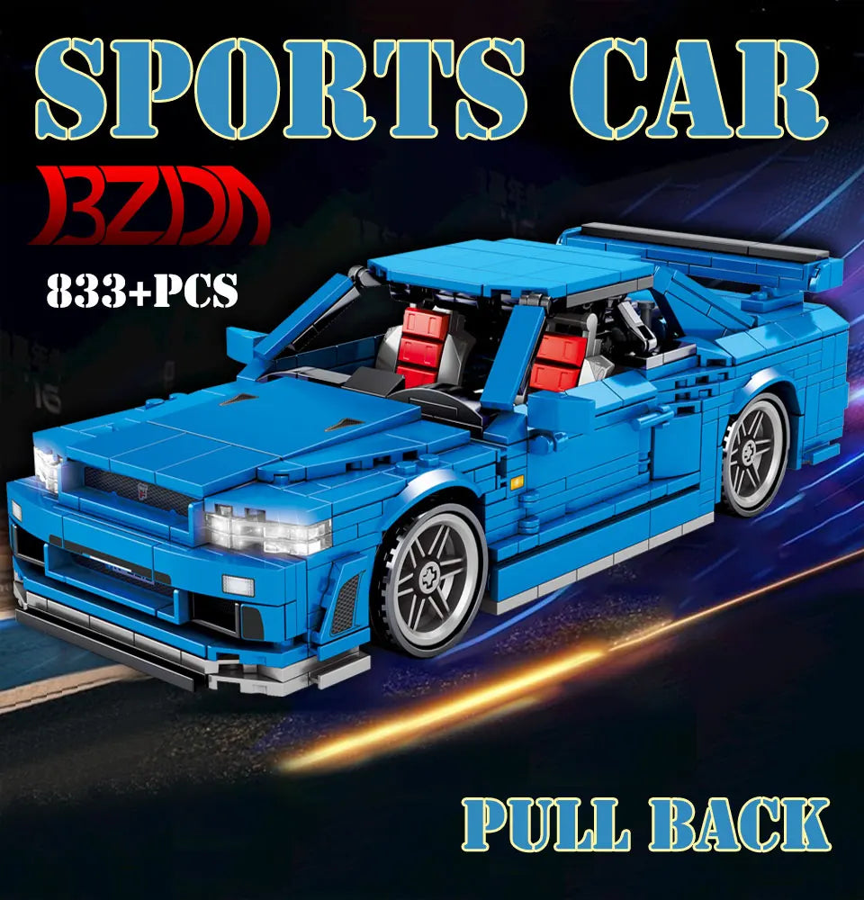 Technical Racing Car Models Speed Champion Car Japan Sport Cars Building Blocks Model Pull Back Vehicel Bricks Toy for Kids